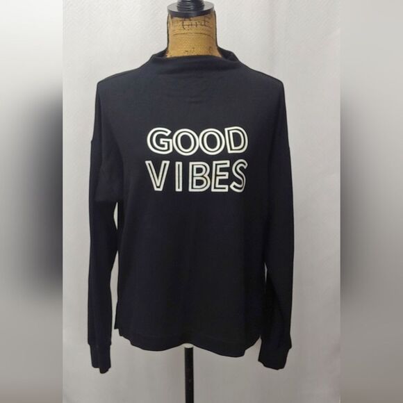Marled Reunited Clothing "Good Vibes" Mock Neck Pullover Sz M 25" Pit to… - Picture 10 of 10